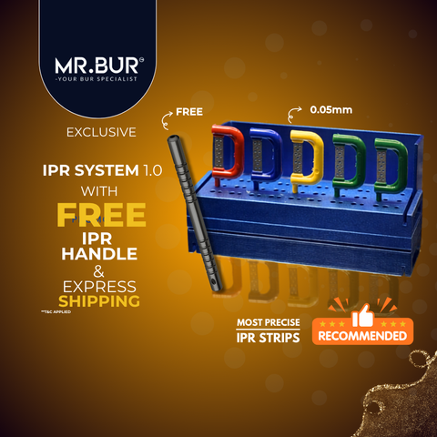 MR.BUR IPR Strip System 1.0 interproximal reduction strips for controlled enamel reduction in orthodontic treatment.