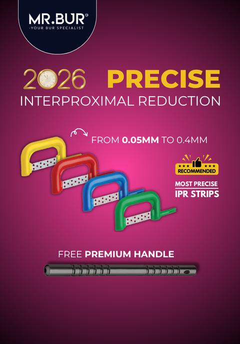 Mr. Bur IPR Strip System with diamond coated strips designed for controlled interproximal reduction and improved clinical precision.