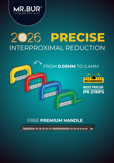 Mr. Bur IPR Strip System with diamond coated strips designed for controlled interproximal reduction and improved clinical precision.