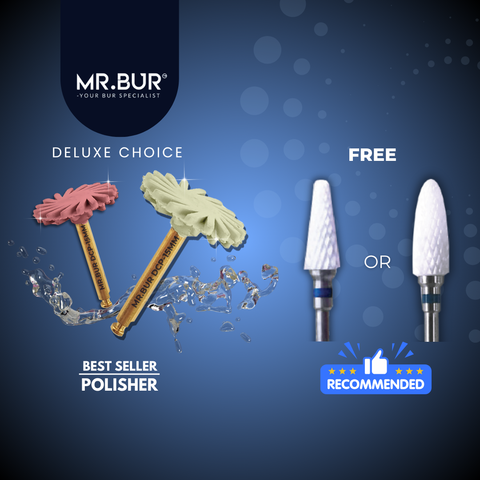 Mr. Bur Diamond Polisher and Valplast Polisher support gentle, efficient dental polishing, delivering a natural-looking shine with smooth finishing for clinical and laboratory applications.