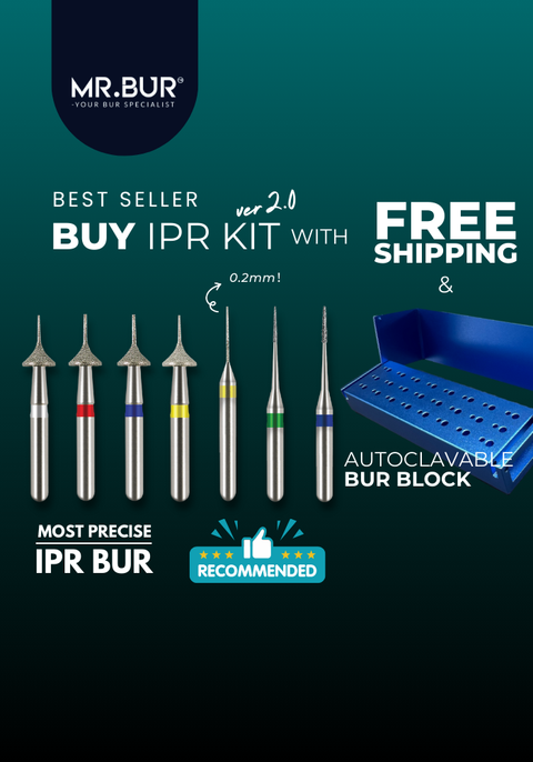 Promotional image of Mr. Bur IPR bur kit with free shipping offer.