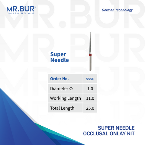 MR.BUR super needle with specifications on a white background