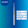Mr. Bur Super Fine Finishing Super Needle IPR Diamond Bur FG, 52SF, used for precise interproximal reduction in clear aligner treatment and anterior aesthetic alignment cases.