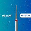 Mr. Bur Super Fine Finishing Super Needle IPR Diamond Bur FG used for precise interproximal reduction in clear aligner treatment and anterior aesthetic alignment cases.