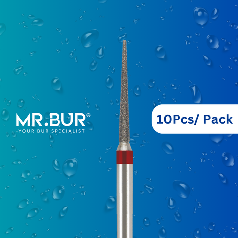 Mr. Bur Super Fine Finishing Super Needle IPR Diamond Bur FG used for precise interproximal reduction in clear aligner treatment and anterior aesthetic alignment cases.