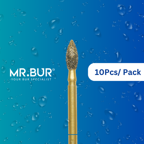 The #1 Best Gold Flame Diamond Bur FG. Mr. Bur offers the best online dental burs and is a Better Choice than Meisinger, Mani, Shofu, Eagle Dental, Trihawk, Suitable for Dental Cases.