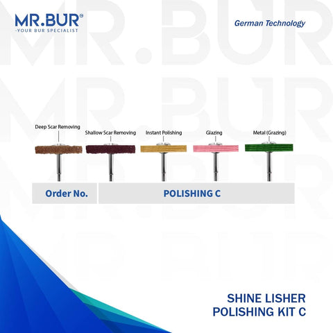 This shows 5 Arcylic Denture Repair Kit dental burs sold by mr Bur the best international dental bur supplier