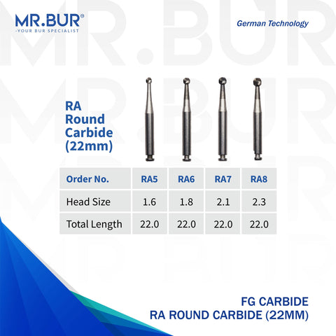 Round Tungsten Carbide Bur RA 22mm