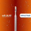 This picture shows Mr. Bur high quality 245 burs FG Carbide Burs, available in cross cut and plain cut,  specially made for Amalgam preparation and for smoothing occlusal walls. Mr. Bur 245 bur is better quality than ss white and eagle dental.