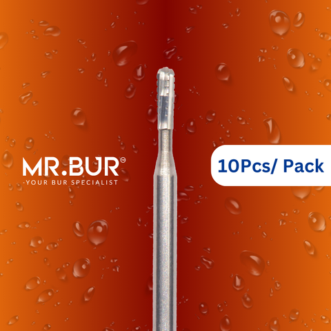 This picture shows Mr. Bur high quality 245 burs FG Carbide Burs, available in cross cut and plain cut,  specially made for Amalgam preparation and for smoothing occlusal walls. Mr. Bur 245 bur is better quality than ss white and eagle dental.