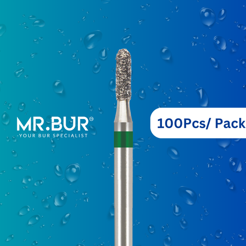 Optimize dental care with the 100 pcs Cylinder Round End Coarse Diamond Bur FG from Mr. Bur for crown prep, chamfer margin, veneer prep, occlusal reduction, cusp beveling, and trimming, suitable for various materials.