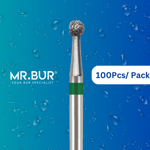 Mr. Bur 100pcs round ball coarse FG is ideal for anterior tooth cavity preparation, crown prep, endo access, fillings, open access, posterior tooth, prophylaxis, trimming, and preparation.