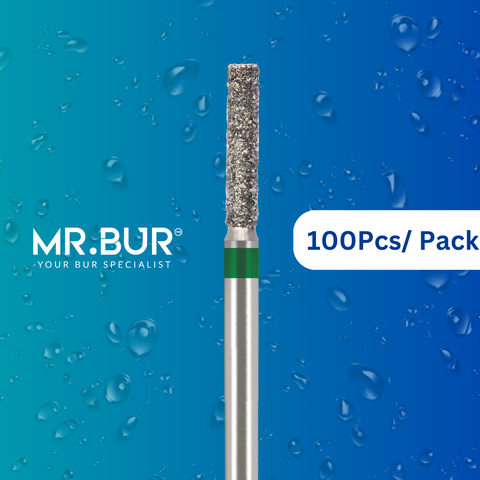 Enhance dental care with the 100 pcs Cylinder Flat End Coarse Diamond Bur from Mr. Bur for cavity prep, endo access, caries removal, decay removal, composite filling, and pediatric use.
