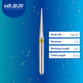 Mr. Bur 66CSF Super Fine Finishing Pointed Cone Diamond Bur FG are tools used in multiple dental procedures. Their pointed cone-shaped heads are ideal for effective prophylaxis, crown preparation, model fabrication, model casting technique, interproximal reduction, crown and bridge technique, and veneer and ceramic technique.
