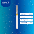 Mr. Bur 56DSF Super Fine Finishing Taper Flat End Diamond Bur FG are tools used in multiple dental procedures. Their taper flat end heads are ideal for effective prosthodontic work, crown preparation, and shoulder margin bur.