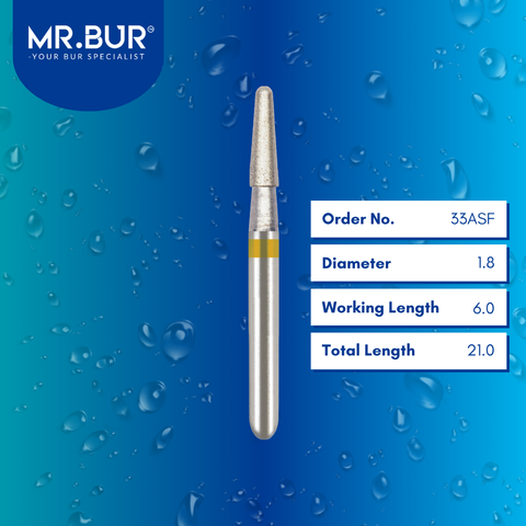 Diamond Bur FG Extra Fine 852 Finishing Taper Round End 30pcs/pack