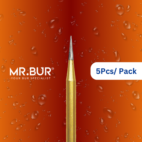 Mr. Bur Taper Flat End Finishing Carbide Dental Bur FG ensures precise, smooth finishing for restorations, enhancing contouring, durability, and procedural accuracy.