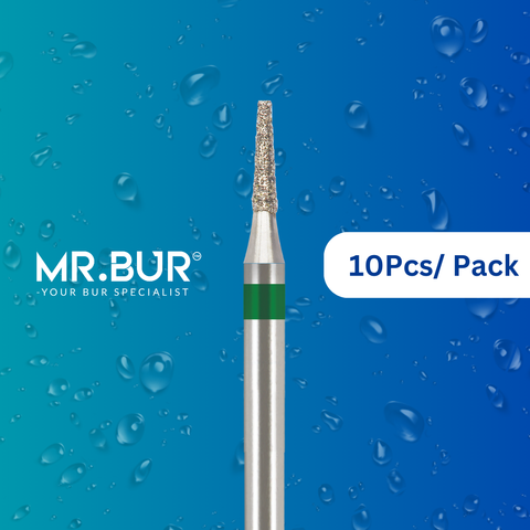 Mr. Bur Taper Flat End Coarse Diamond Bur FG provides aggressive cutting efficiency, ideal for crown preparation and rapid tooth reduction in restorative procedures.