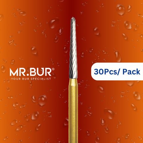 Mr. Bur's 30pcs Taper Round End Finishing Carbide Dental Bur FG is perfect for chamfer margin finishing and debonding.