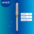 Mr. Bur 76SF Super Fine Finishing Taper Round End Diamond Bur FG are tools used in multiple dental procedures. Their taper round end heads are ideal for effective prophylaxis, use on fillings, crown preparation, cavity preparation, and chamfer margin bur.