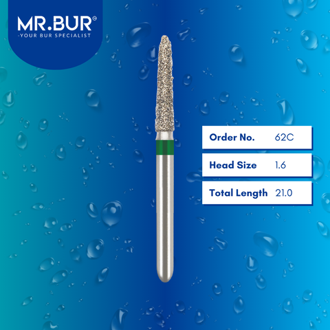 Mr. Bur 878 taper torpedo diamond bur 62C are tools used in multiple dental procedures. ISO 806 314 298 534 016 FG, Their taper torpedo heads are ideal for cavity preparation, trimming and lingual buccal reduction