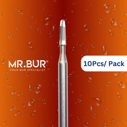 Mr. Bur Taper Round End Carbide Bur FG, available in cross cut and plain cut, ensures precise cutting for cavity and crown preparations, enhancing accuracy and efficiency.