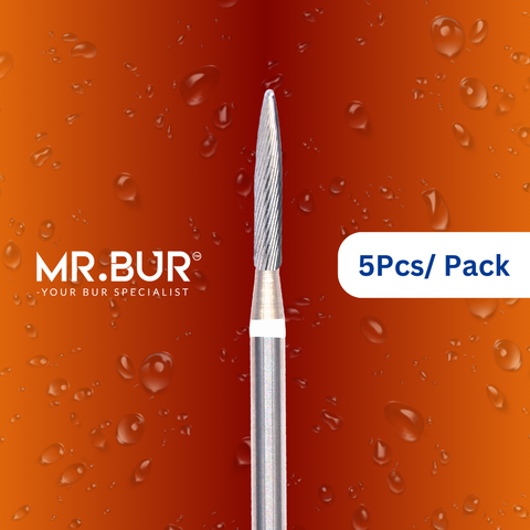 Mr. Bur Torpedo Finishing Carbide Dental Bur FG ensures precise, smooth contouring and polishing for restorations, enhancing durability and procedural accuracy.