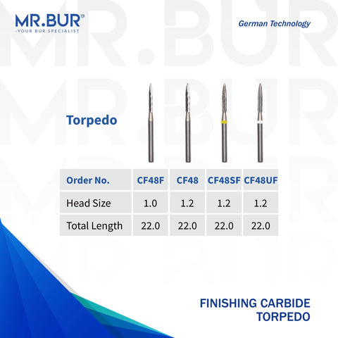 Torpedo Finishing Carbide Dental Bur FG