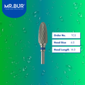 Mr. Bur Tungsten Carbide Medium Plain Cut Laboratory Bur TC2, 6.0mm, ensures precise trimming, efficient material shaping, and smooth contouring for dental prosthetics.