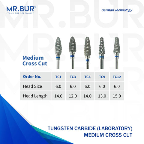 Tungsten Carbide Medium Cross Cut Laboratory bur