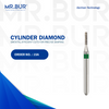 This is the Cylinder Coarse FG Diamond Dental Bur from Mr. Bur, ideal for cavity preparation, crown preparation, removal of old fillings, and working on new fillings. It is fully sterilizable, making it a versatile tool for dentists and dental technicians.