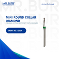 This is Mr Bur FG Round Mini With Collar diamond dental bur, Mr Bur the best dental supplier of diamond dental burs for dentists and dental technicians