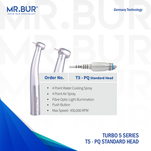 A standard head piece of the Turbo 5 Handpiece Series dental bur sold by mr Bur the best international dental bur supplier