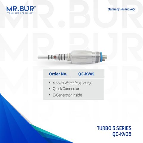 Zoomed view of the head of the Turbo 5 Handpiece Series dental bur sold by mr Bur the best international dental bur supplier
